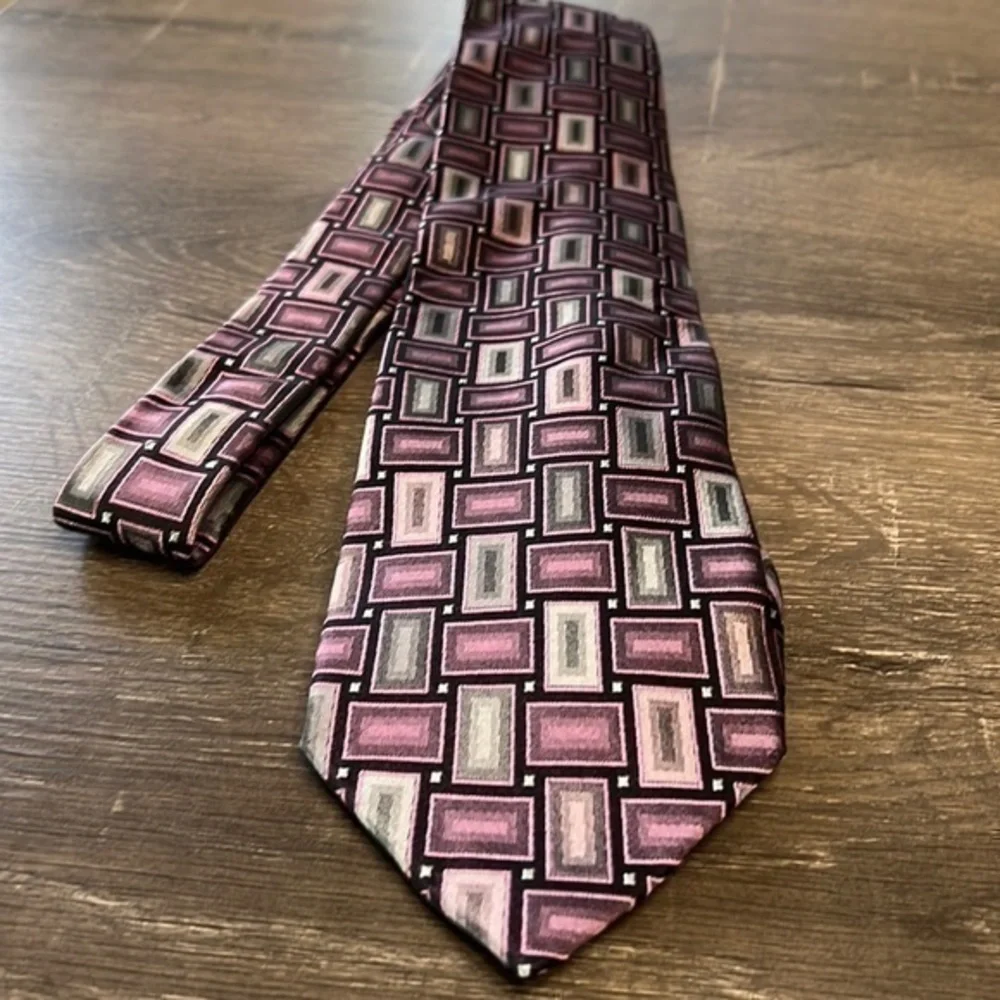 Crazy Horse by Claiborne Men’s Silk Necktie Purple-Pink-Gray